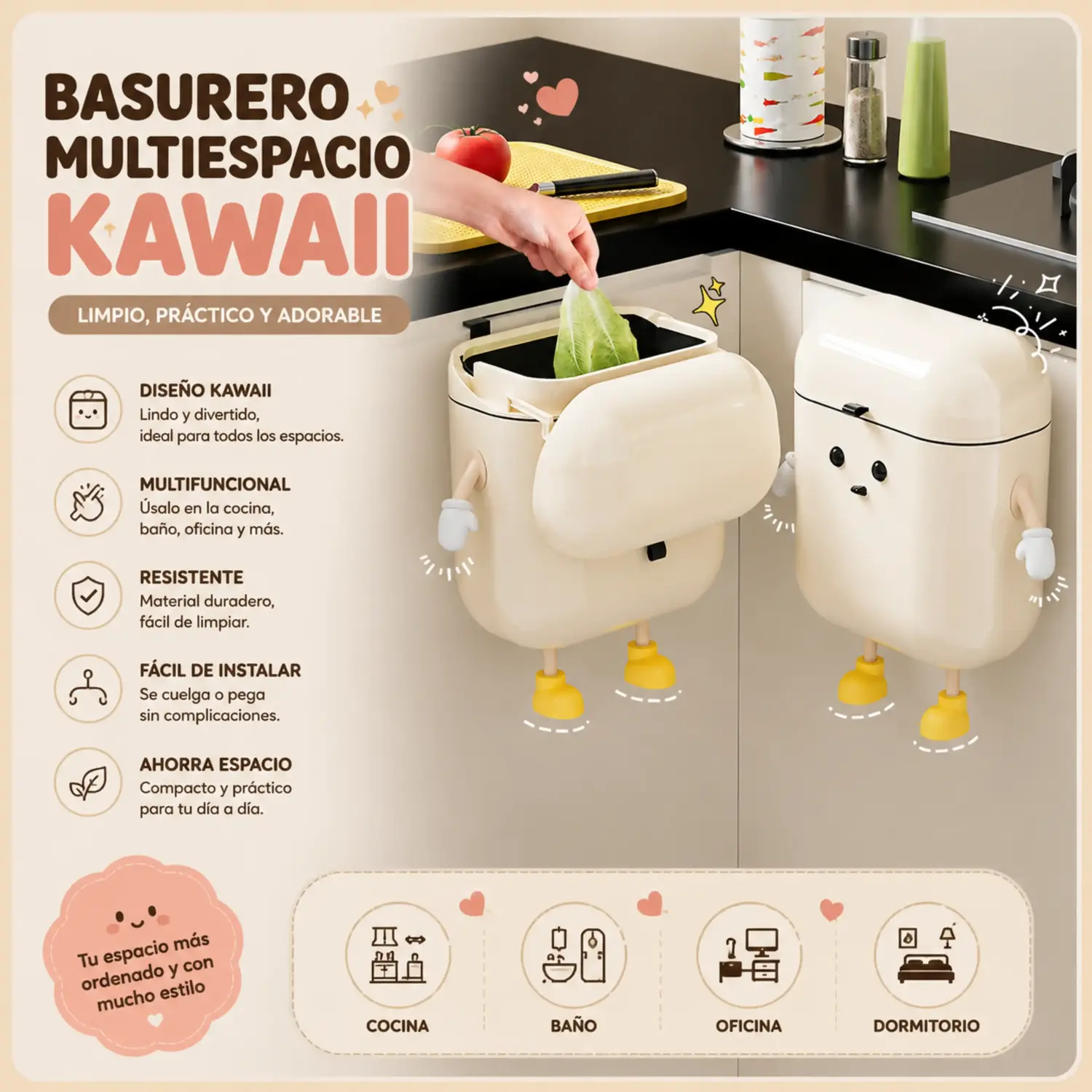 BASURERO MULTIESPACIO KAWAII 12L